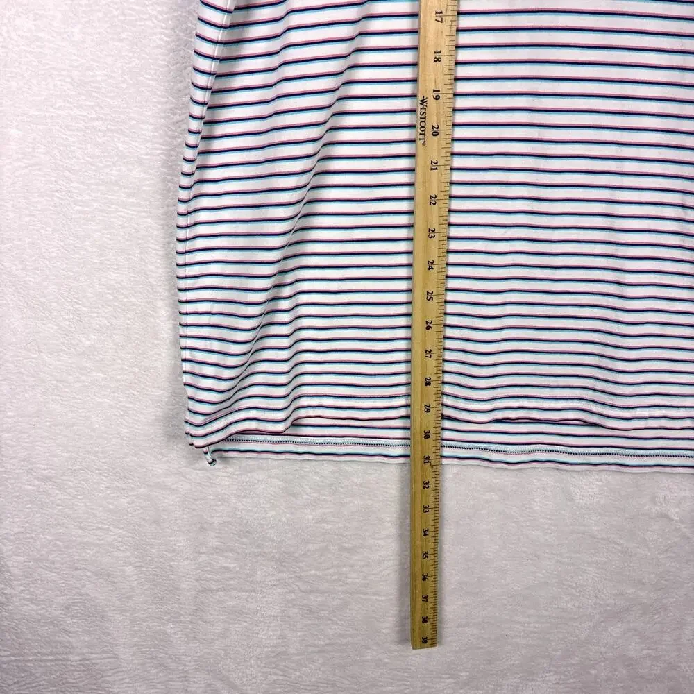 Peter Millar Polo Shirt Men L Blue Black Red 3D Striped Seaside Wash Performance